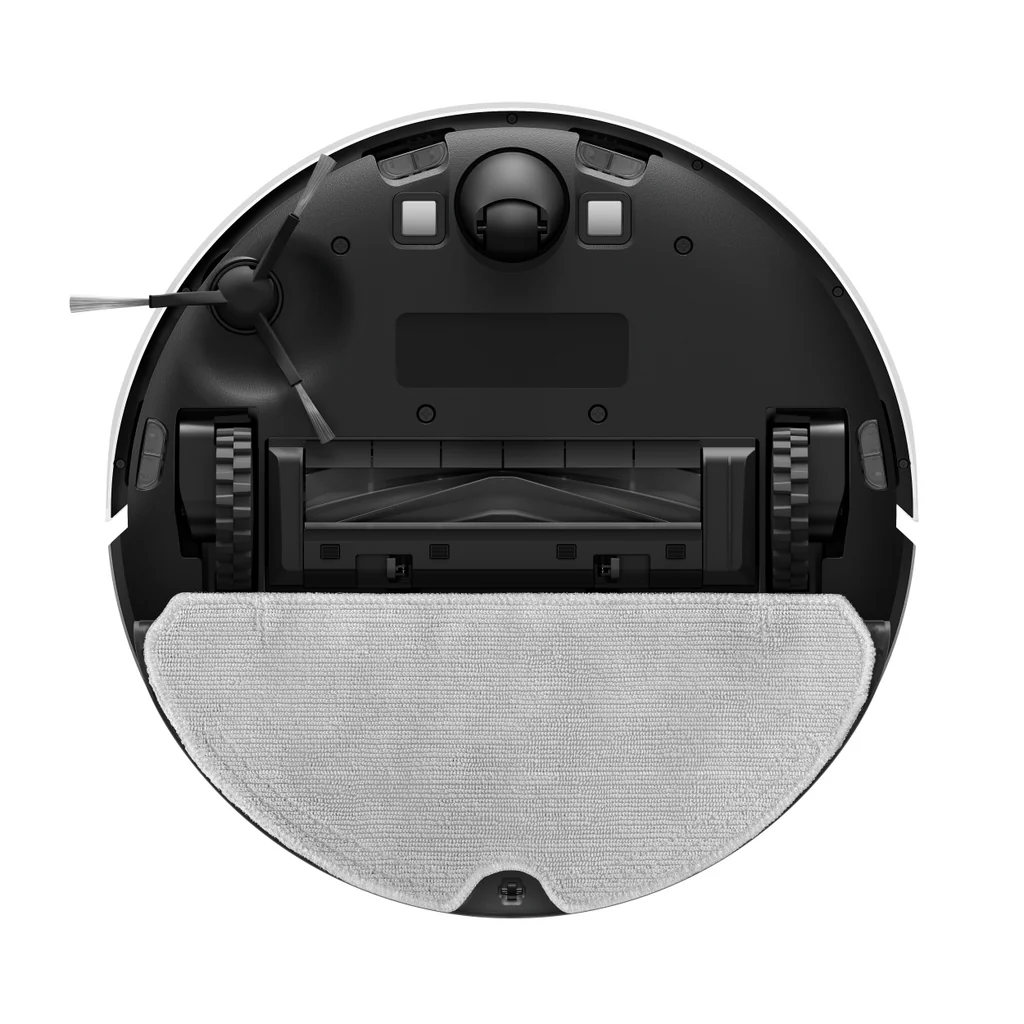 Egy kerek robotporszívó alja.