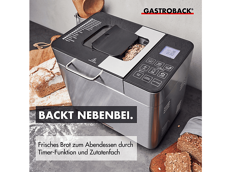 Gastroback 42823 Advanced Design Brotbackautomat, Edelstahl, Schwarz — Foto 2 von 5