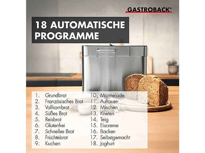 Gastroback 42823 Advanced Design Brotbackautomat, Edelstahl, Schwarz — Foto 3 von 5