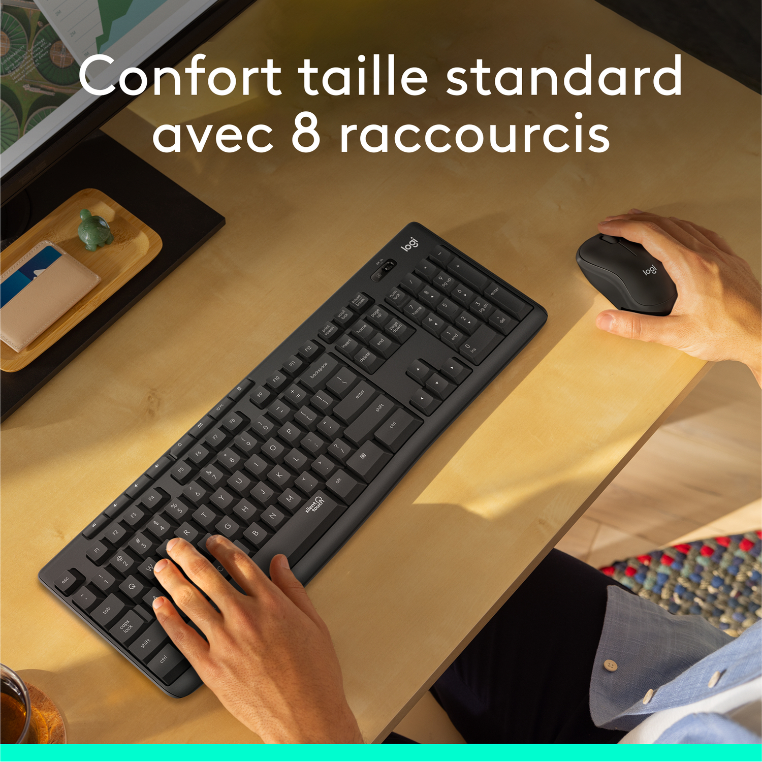 Logitech MK295 Silent Souris et Clavier sans Fil avec Technologie SilentTouch, Pavé Numérique de Taille Standard, Réactivité Sans Fil Instantanée, 90% de Bruit en Moins, QWERTY Français (Gris