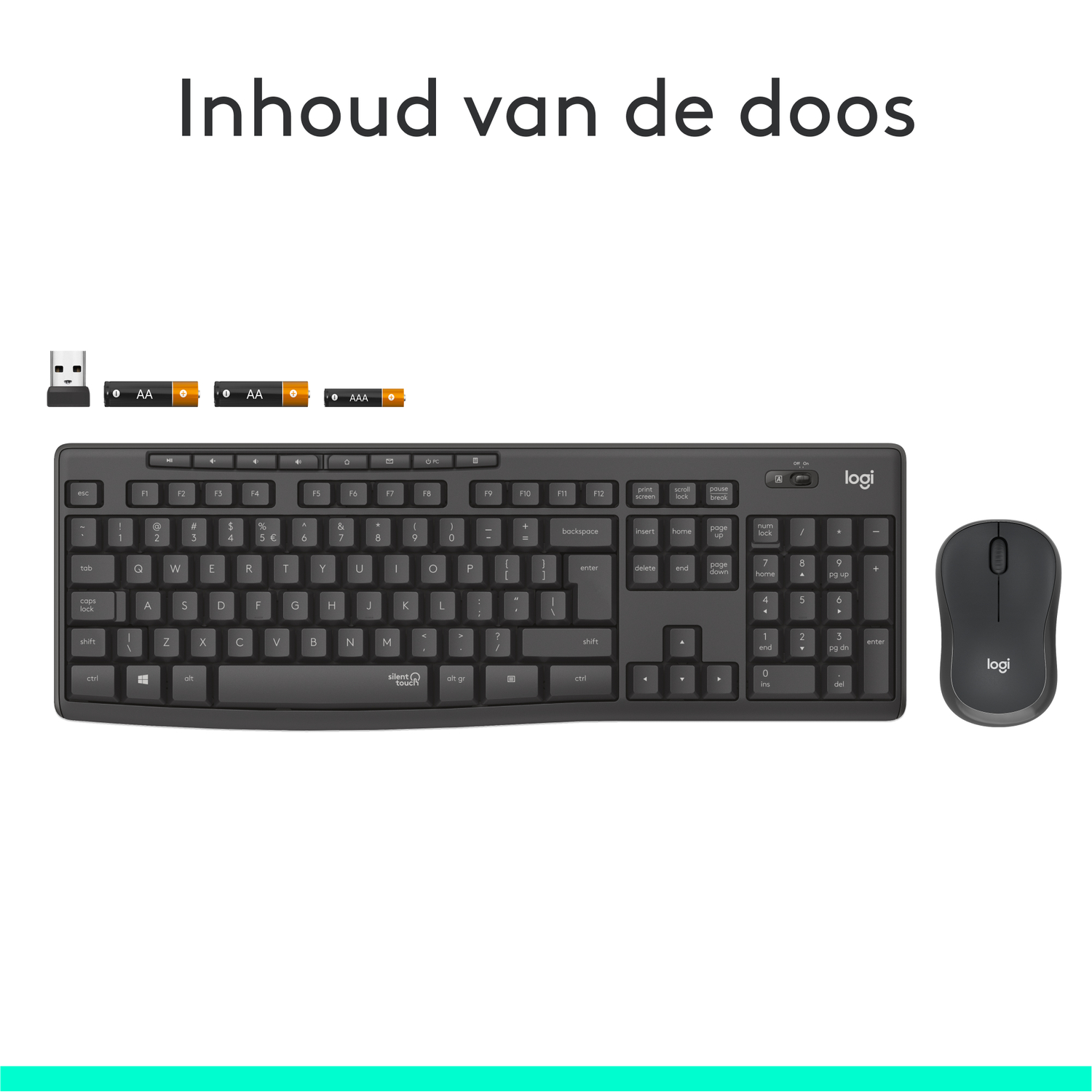 Keyboard and mouse set in a box.
