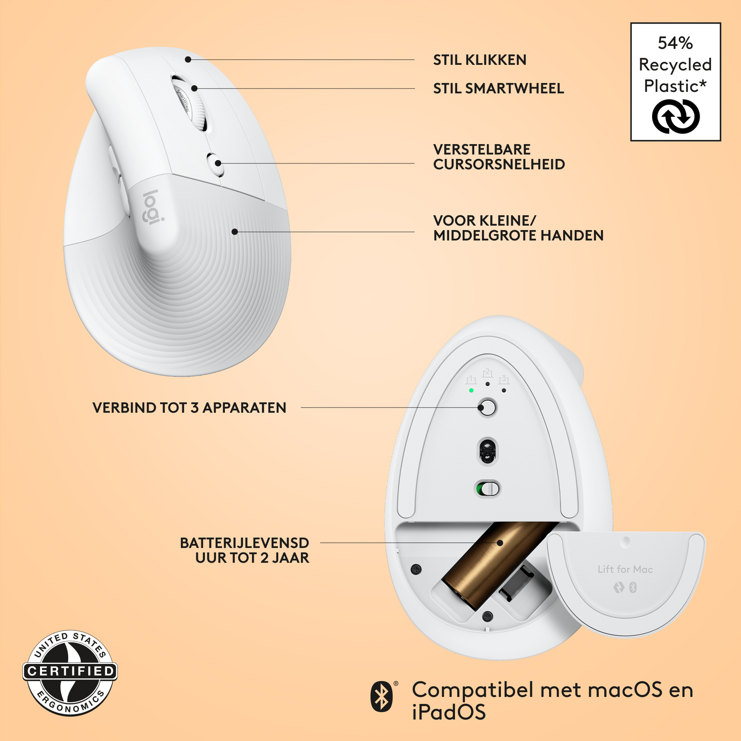 Een diagram toont de afmetingen voor het installeren van een wasmachine, inclusief hoogte- en breedtematen.