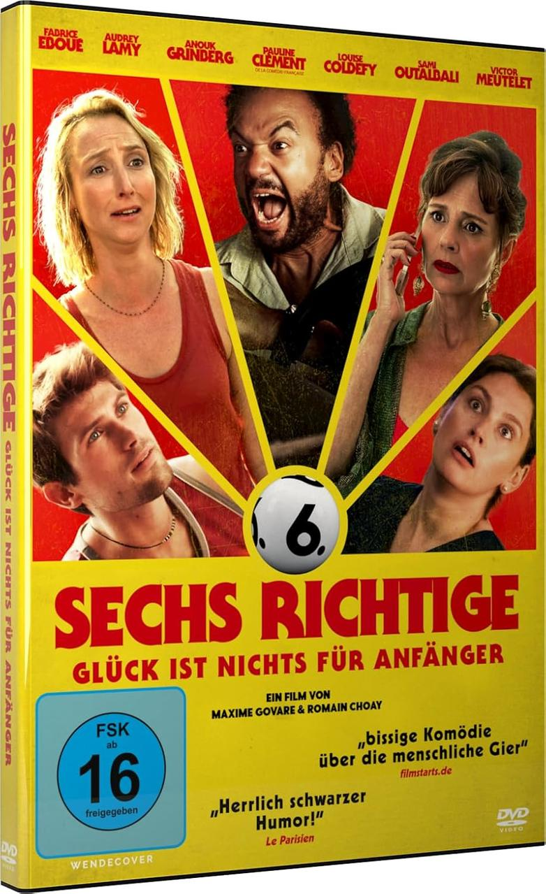 DVD-Cover mit einer Personengruppe, Filmtitel und Text auf gelbem Hintergrund.