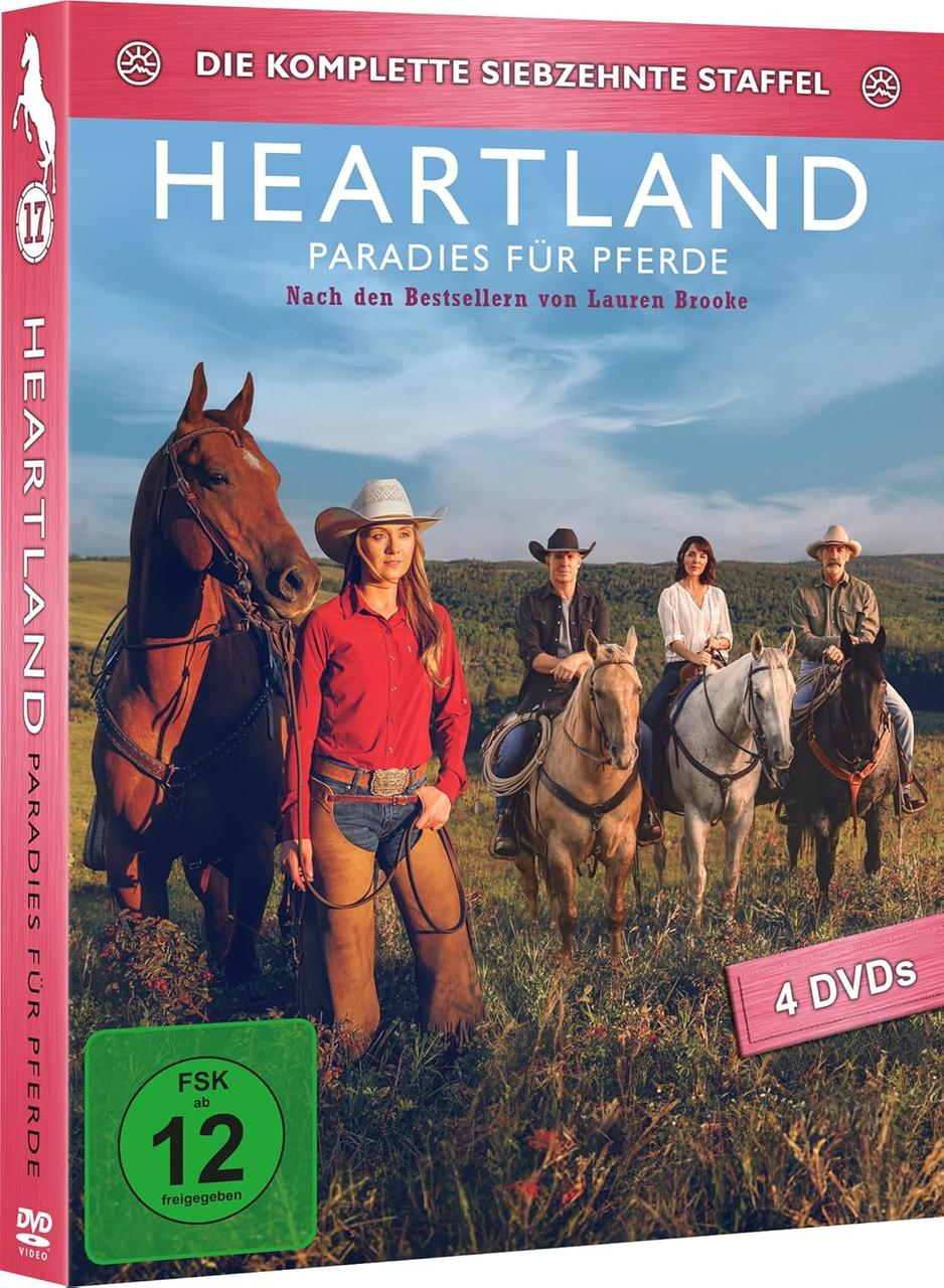 DVD-Cover: Heartland, Cowboys und Pferde an einem sonnigen Tag.