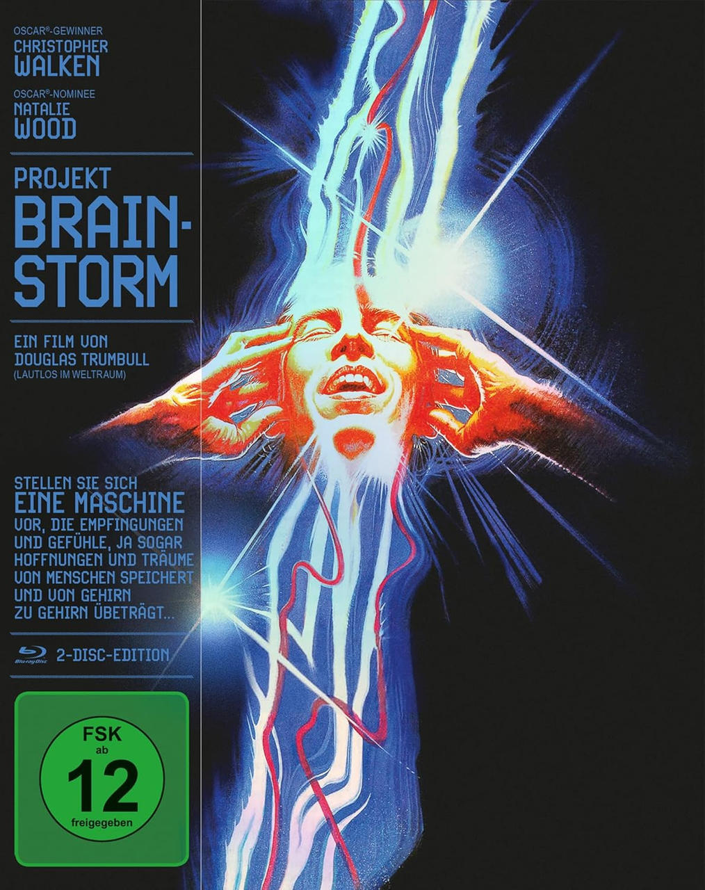 Filmplakat: Frau mit Energiestrahlen. Titel: Projekt Brainstorm. Schauspieler: Christopher Walken, Natalie Wood.