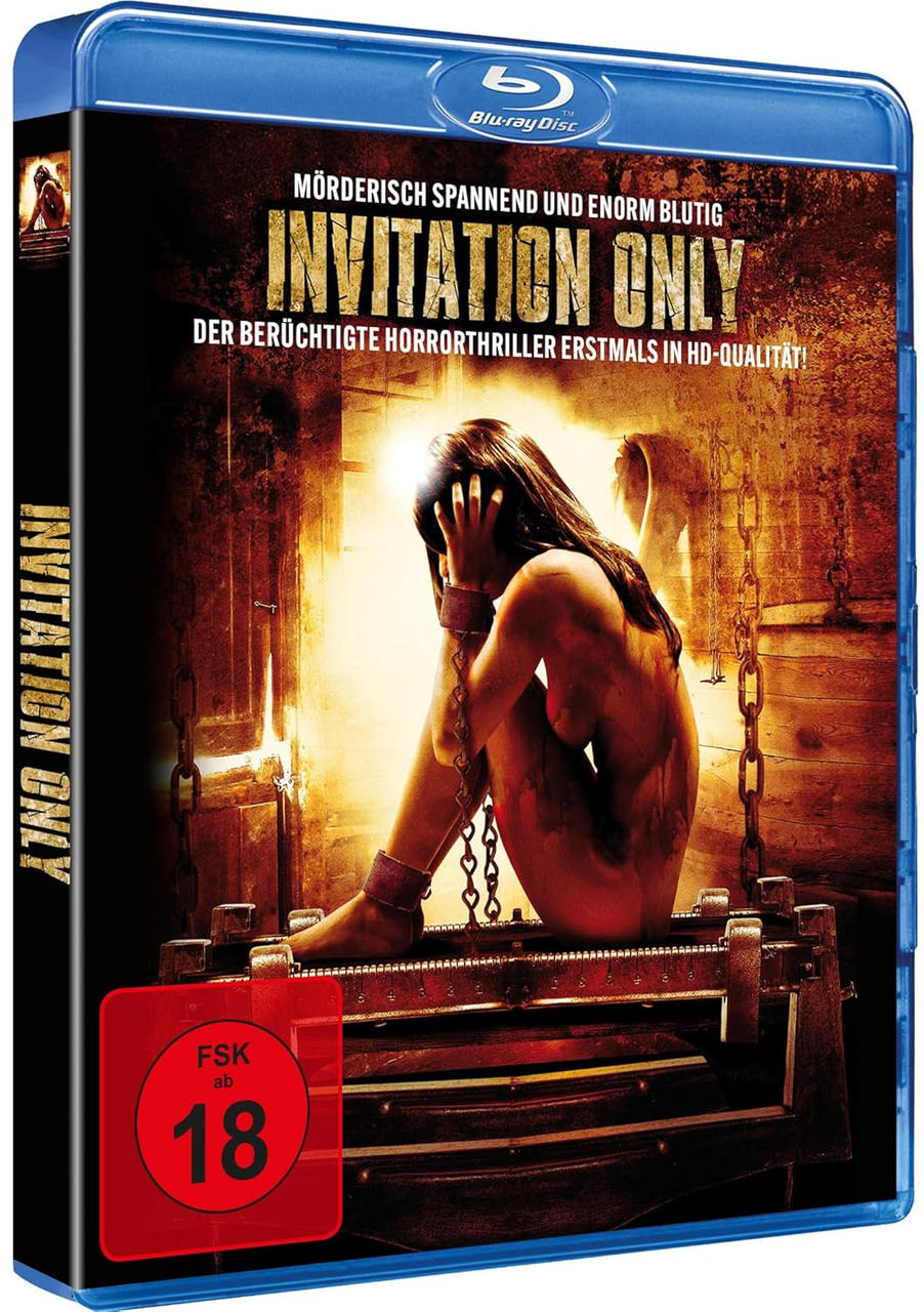 DVD-Cover, Frau in einem dunklen Raum angekettet, Titel: Invitation Only.