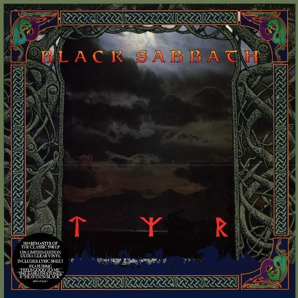 Albumcover von Black Sabbaths Album 'Tyr'. Es zeigt eine dunkle Landschaft und den Bandnamen.