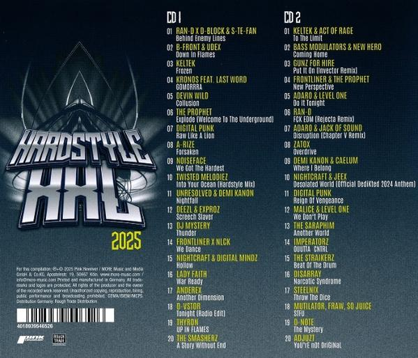 Die Rückseite einer Musik-CD-Hülle mit Titellisten und Album-Informationen.