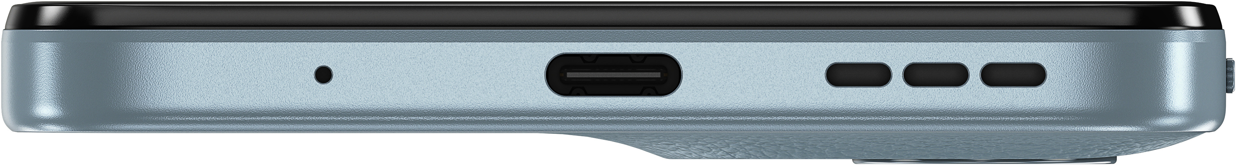 Dolna krawędź telefonu z portem USB-C i otworami głośnikowymi.