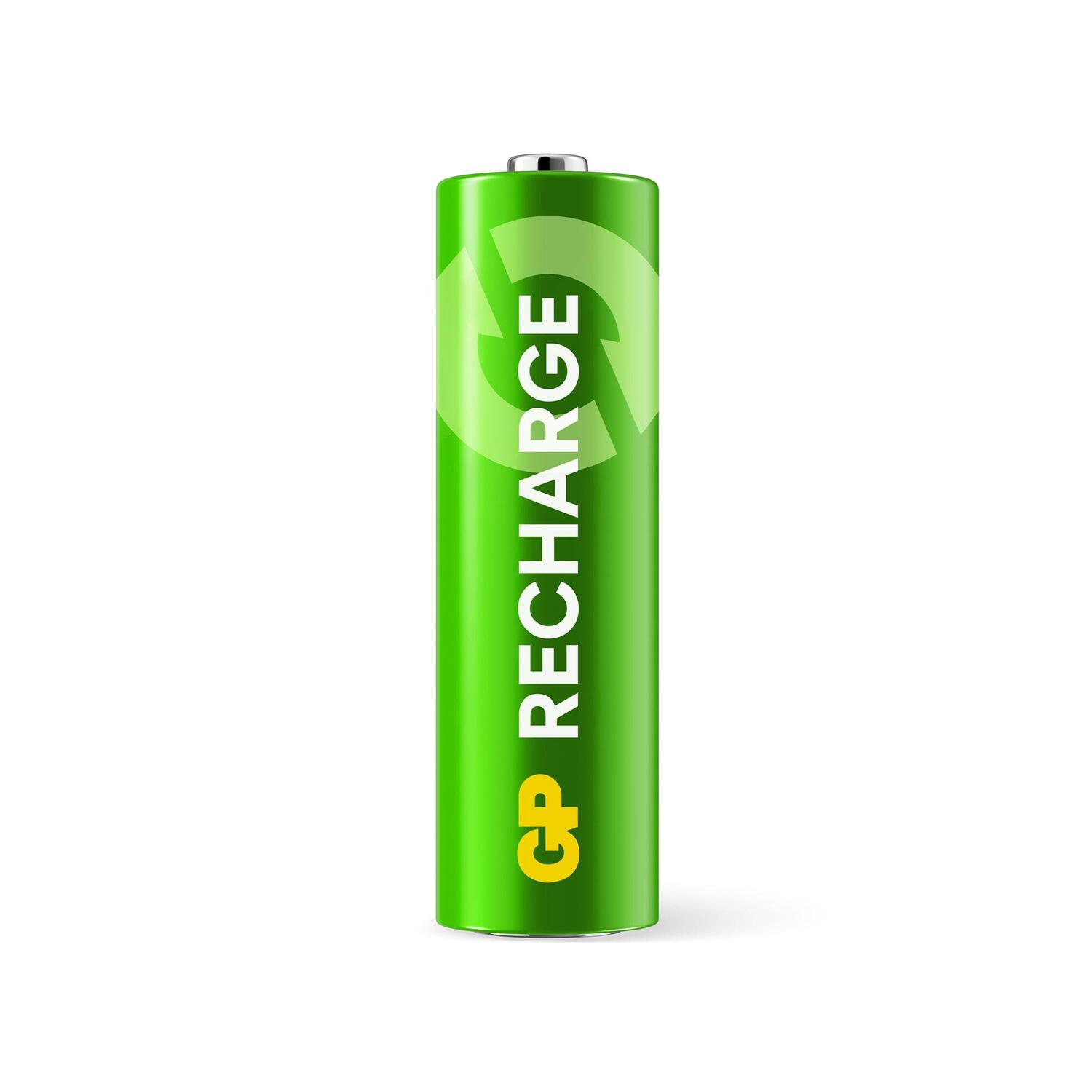 Pile rechargeable verte et blanche avec du texte blanc.