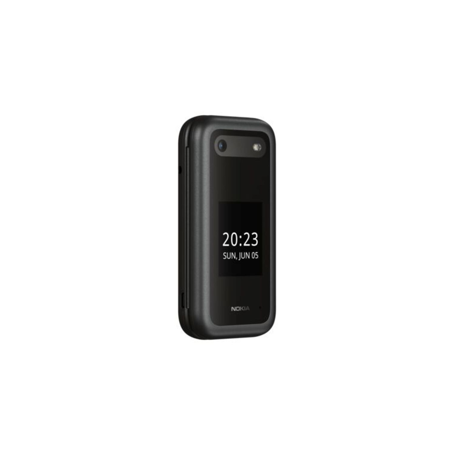 A black Nokia phone with the time 20:23 on the screen. The phone is on a white background.