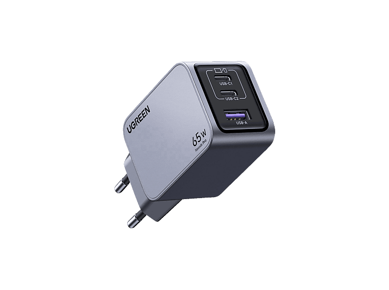 UGREEN Nexode Pro 65W 3-Port GaN Wall Charger Universal, Gray