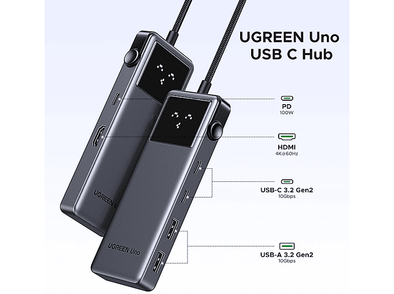 Thumbnail - UGREEN 6-in-1 USB-C Hub, Gray