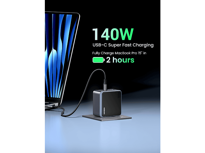 Thumbnail - UGREEN 140W 4-Port GaN Wall Charger Universal, Gray