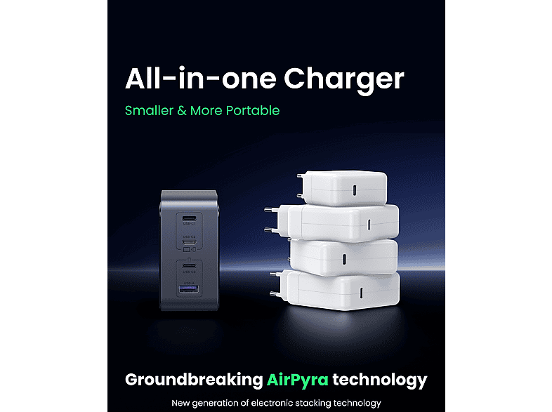 Thumbnail - UGREEN 140W 4-Port GaN Wall Charger Universal, Gray