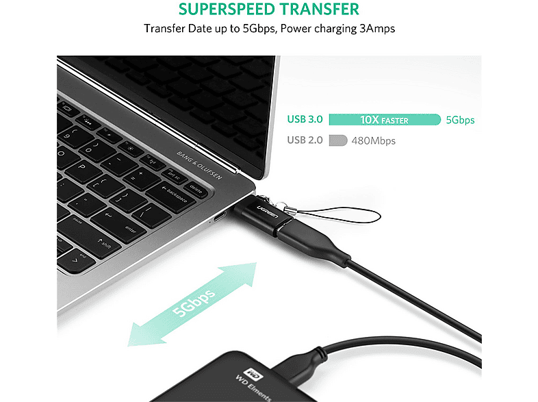 Thumbnail - UGREEN Typ C auf USB 3.0 Adapter, Black