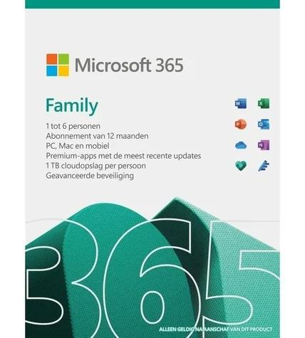 Microsoft M365 Family - 15 Maand Pc