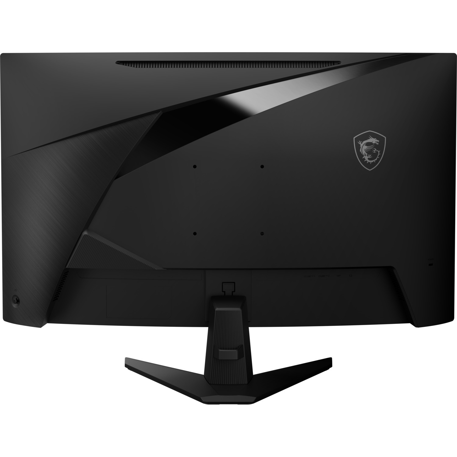 Back of a black monitor with the MSI logo.