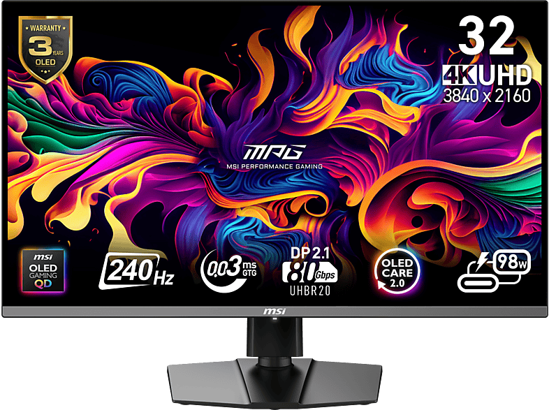 MSI Mpg 322urx Qd-oled - 31.5 Inch Ultra Hd 4k Oled (organic Light-emitting Diode)