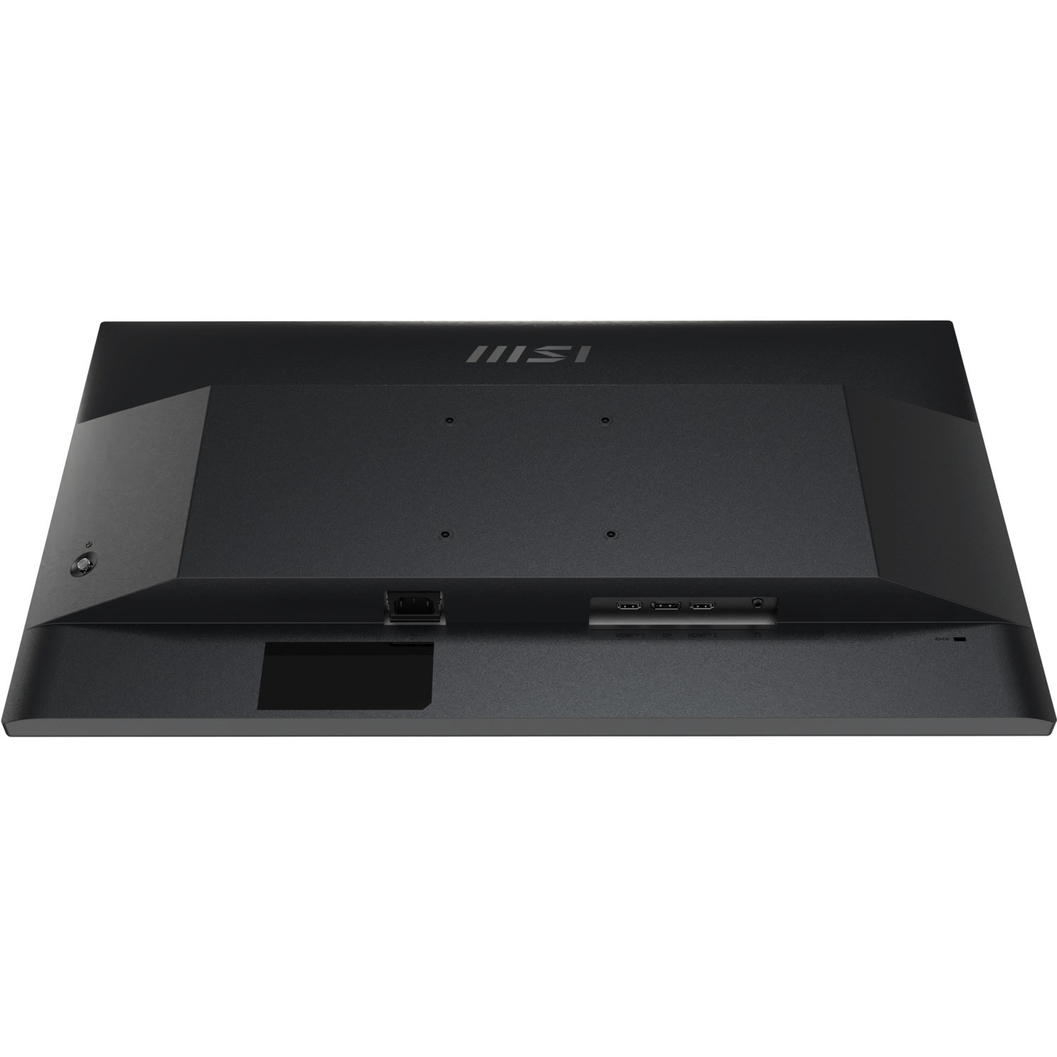 Arrière d'un moniteur noir avec divers ports de connexion visibles.
