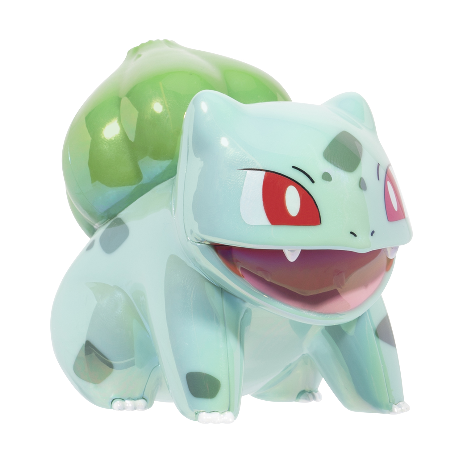 Personaggio di Bulbasaur Pokémon verde con macchie e un bulbo sulla schiena. Ha gli occhi rossi.