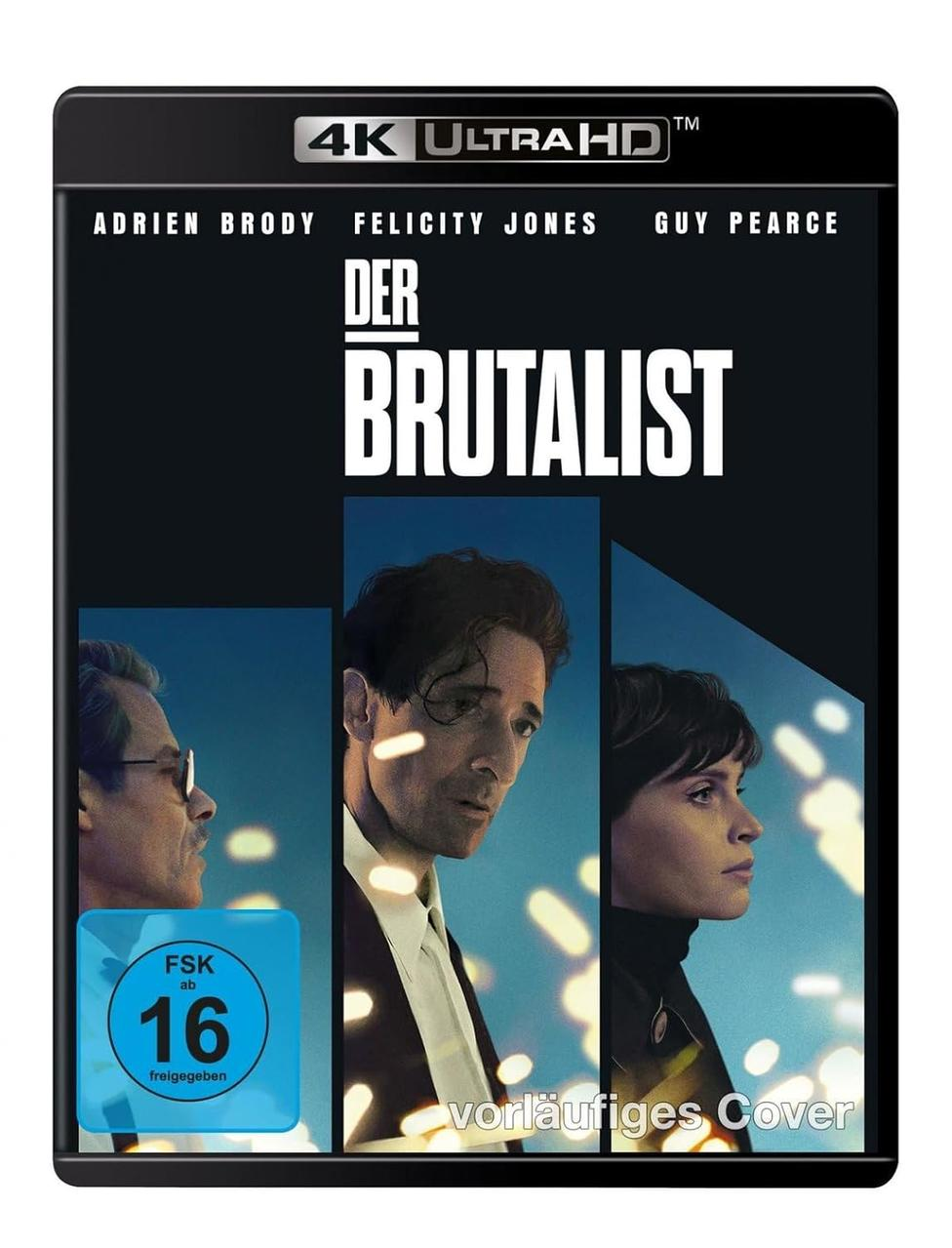 DVD-Cover für 'Der Brutalist' mit Besetzung und '4K Ultra HD'.