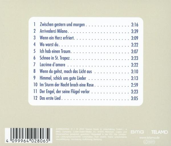 CD-Cover mit Titelliste. Das Cover zeigt einen weißen Hintergrund.