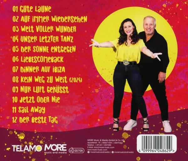 Rückseite einer CD mit zwei Personen und deutschen Titeln. Das Telamo More Logo ist sichtbar.