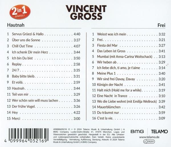 Das Cover einer CD mit dem Künstler Vincent Gross und dem Titel 'Hautnah'.