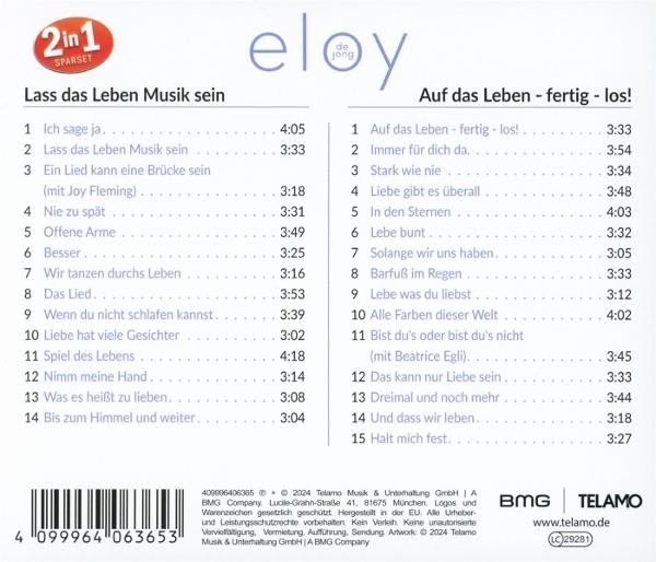 Albumcover mit deutschem Text und Trackliste auf weißem Hintergrund.