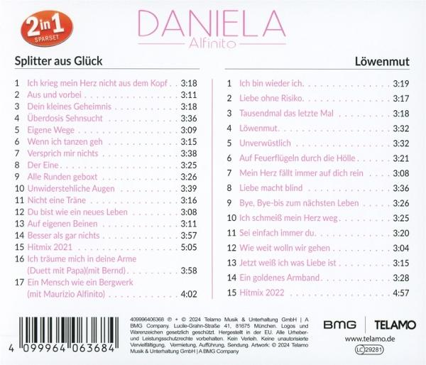 Die Rückseite einer CD-Hülle mit Text auf Deutsch.