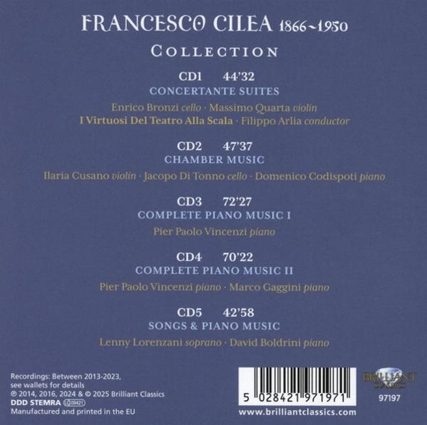 Buchcover mit Text. Titel: 'FRANCESCO CILEA', mit CD-Details.