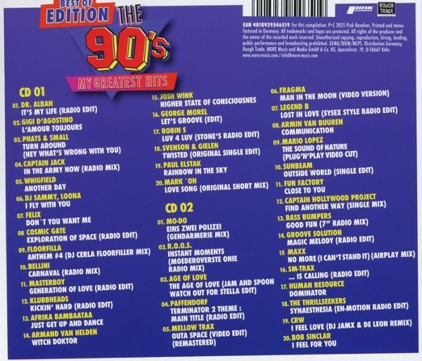 Albumcover, 'Best of the 90's.' Zwei CDs. Tracklisten und Künstlernamen. Enthält 'It's My Life' und 'Luv 4 Luv'.