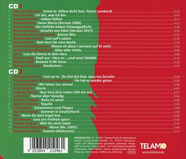 CD-Albumcover mit Titellisten auf Deutsch und Barcode. Rote und grüne Farben dominieren das Design.