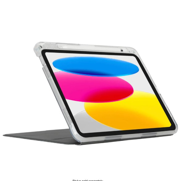 Klavye ile bir kılıf içinde iPad, ekran açılı. Kalem ayrı satılır metni.