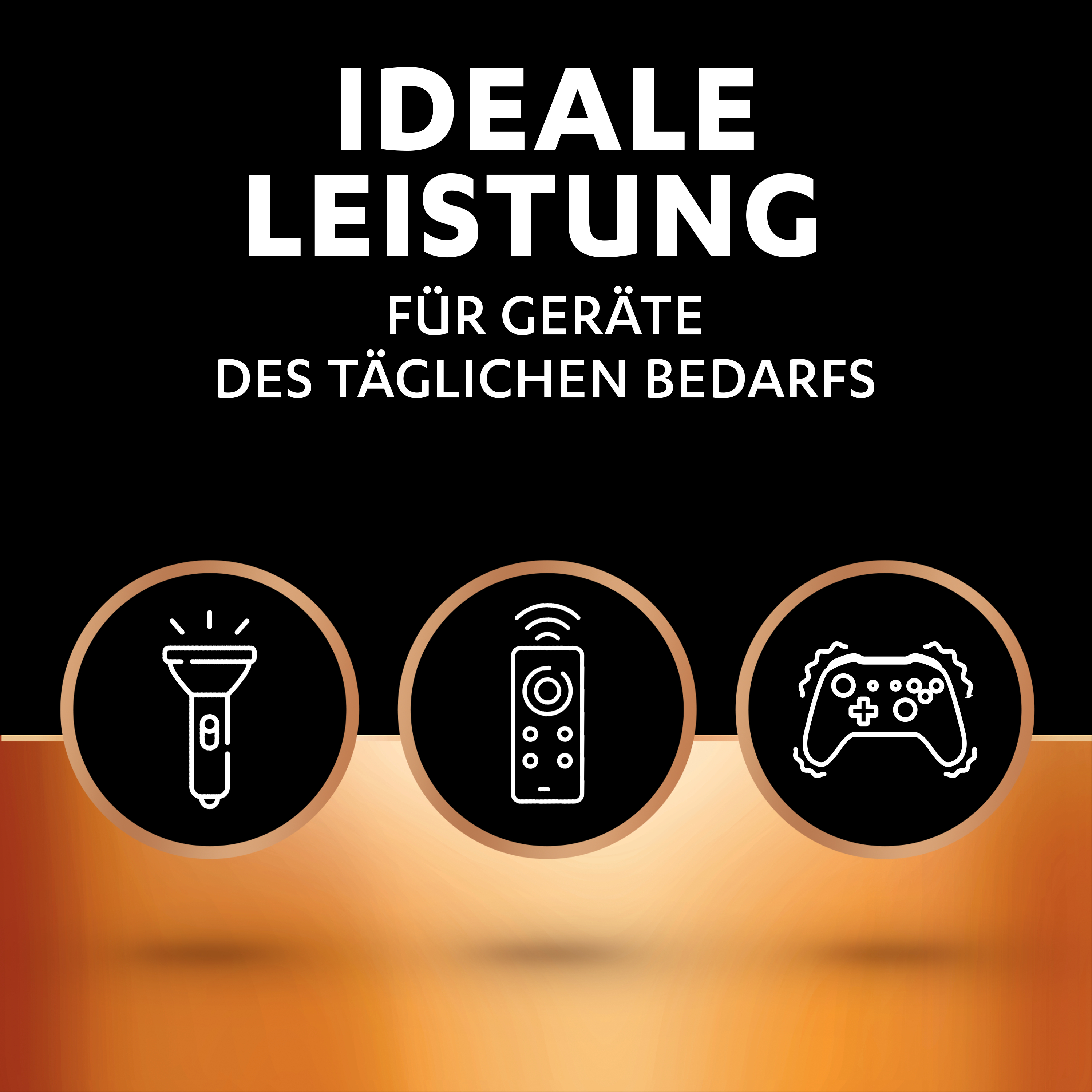 Symbole für eine Taschenlampe, Fernbedienung und Spielcontroller.