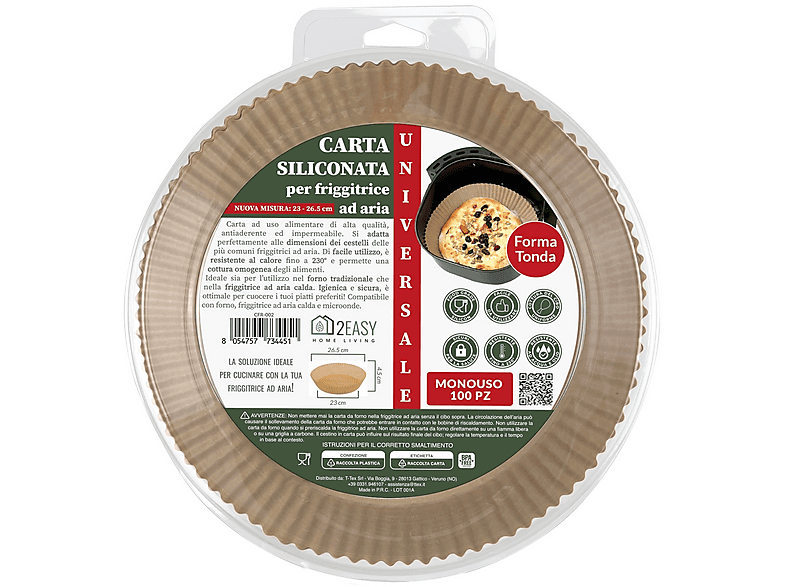 Carta Friggitrice AD Aria Ttex DA Forno Rotonda