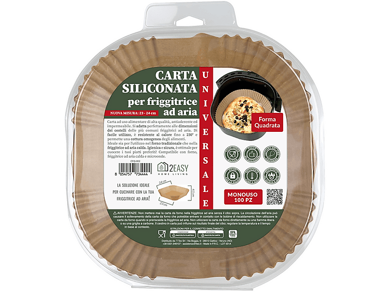 Carta Friggitrice AD Aria Ttex DA Forno Quadrata