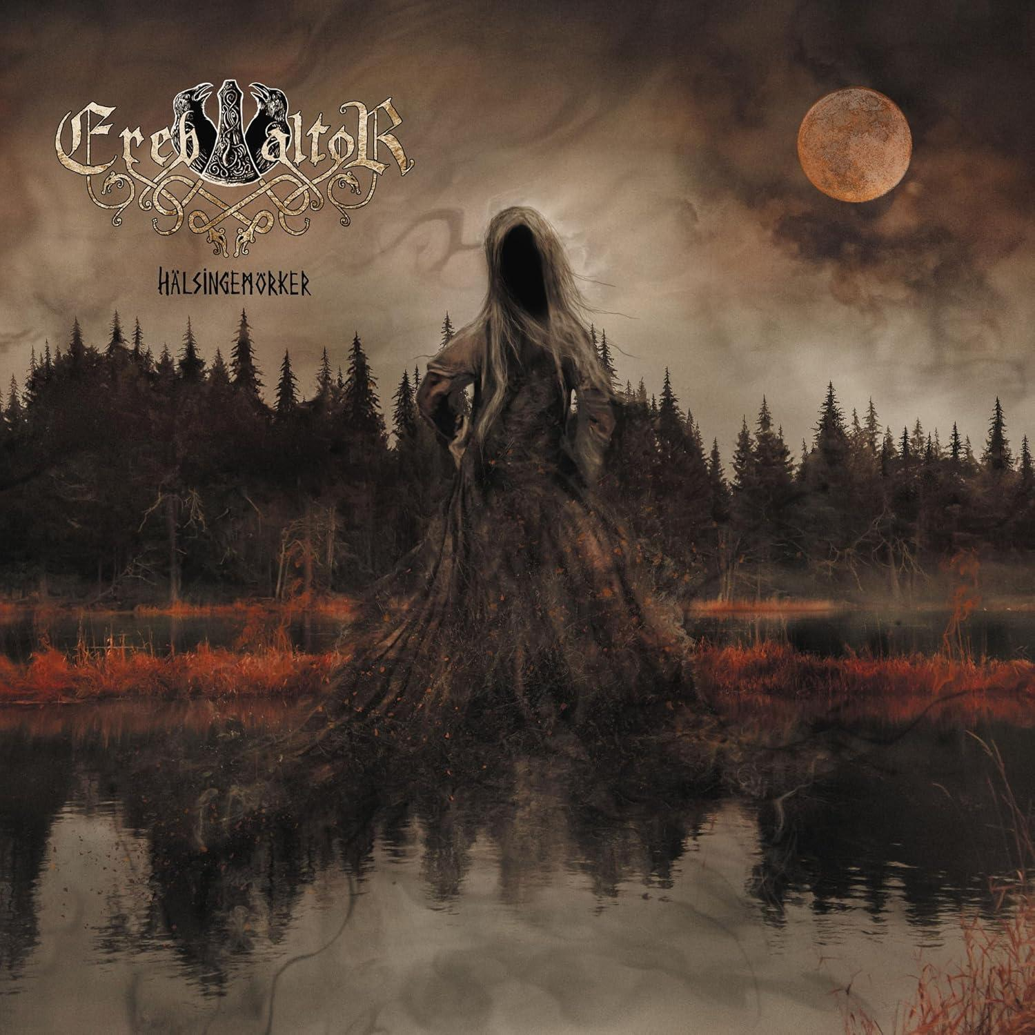 Albumcover mit einer Kapuzenfigur in einem dunklen Wald, mit einem Vollmond.