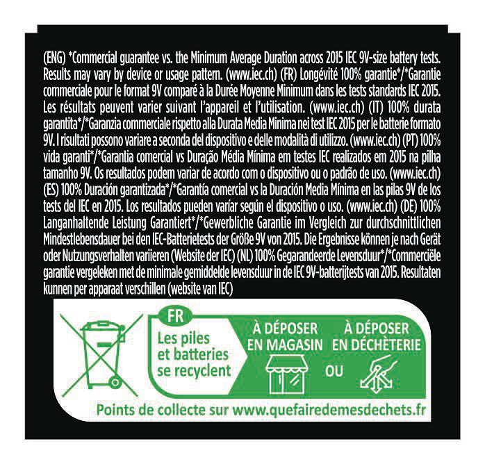 Text zum Recycling von Batterien mit einem Bild eines Recyclingsymbols.
