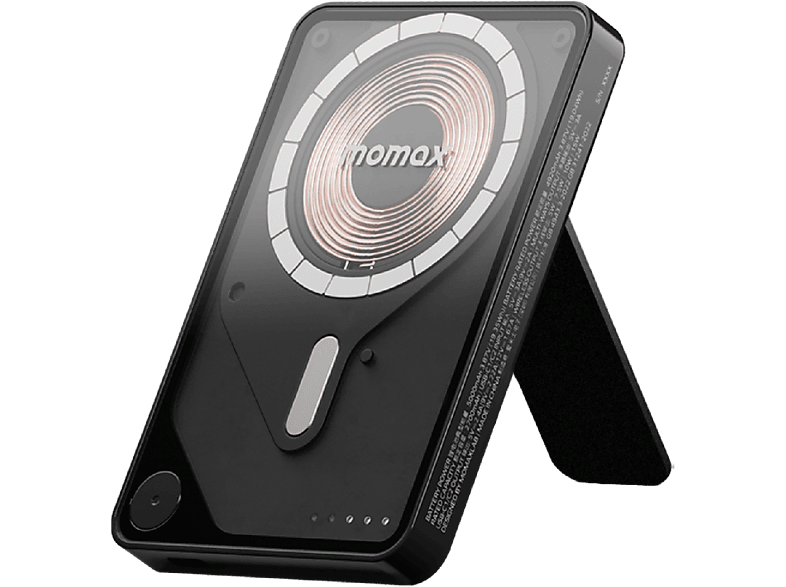 MOMAX IP131HKD Power X Pro Magnetic Wireless 5000mAh Standlı ve Built-in USB-C Kablolu Taşınabilir Şarj Cihazı Siyah