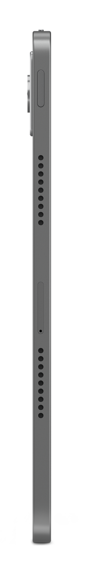 Bok szarego tabletu z aparatem.