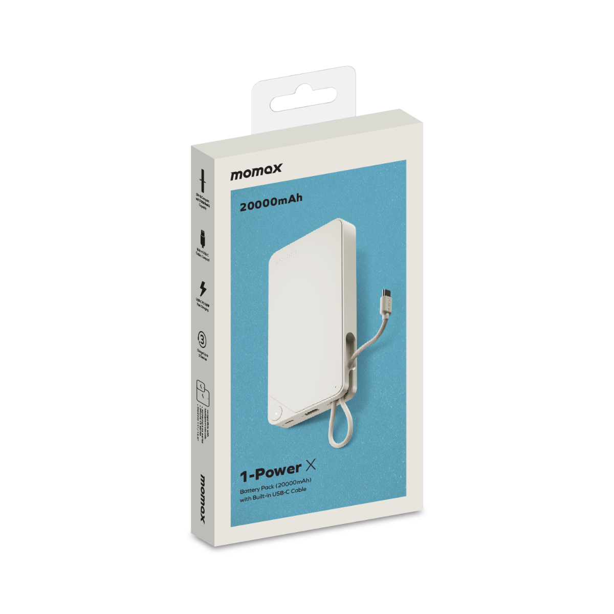 mom @ リクエスト可 MOMAX IP153W Power X1 20000mAh Built-in USB-C Kablolu Taşınabilir