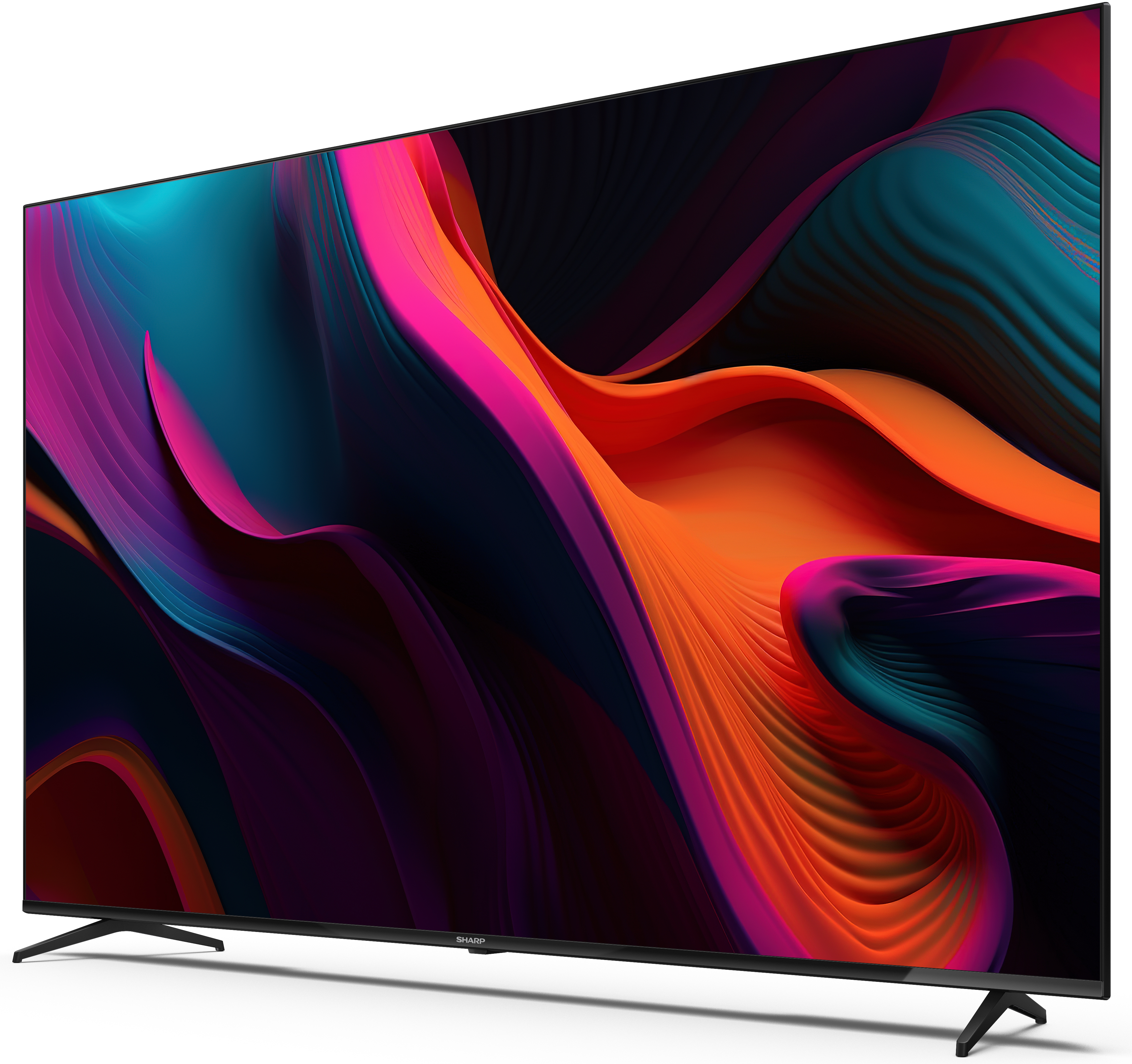 Nagy, modern TV színes, absztrakt művészeti kijelzővel.
