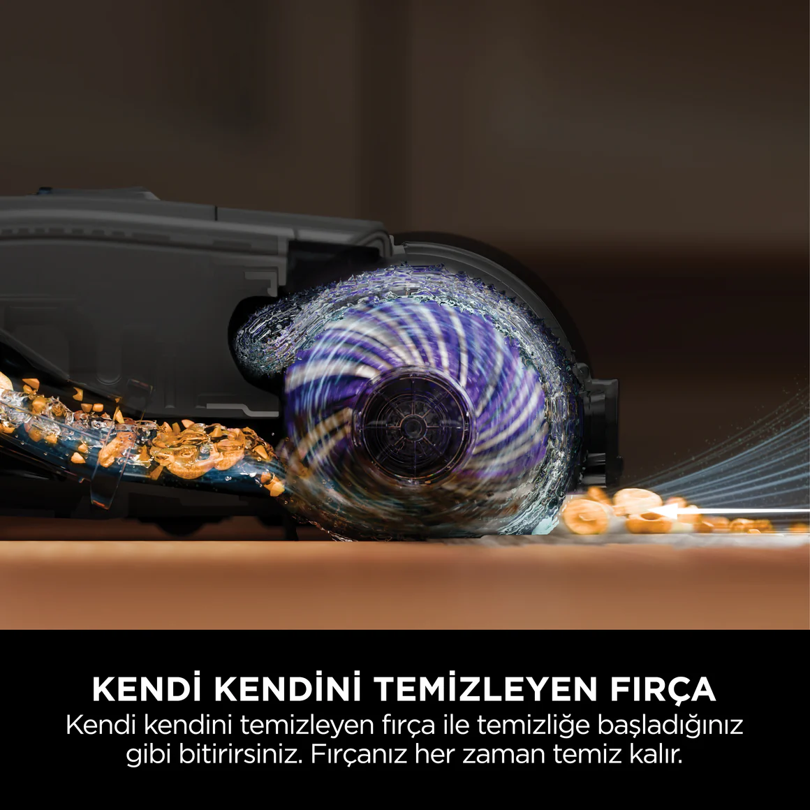 Biraz metin içeren kendi kendini temizleyen bir fırça.