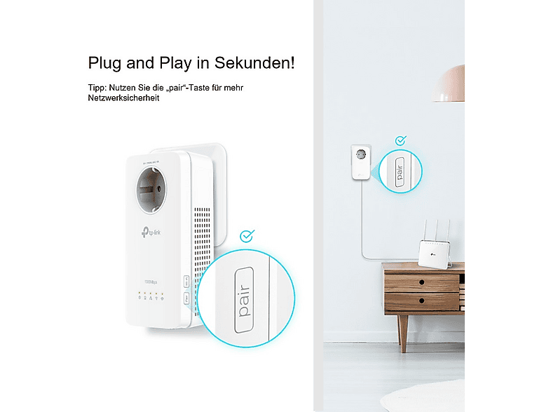 Thumbnail - TP-LINK TL-WPA8631P WLAN Powerline Adapter 1300 Mbit/s