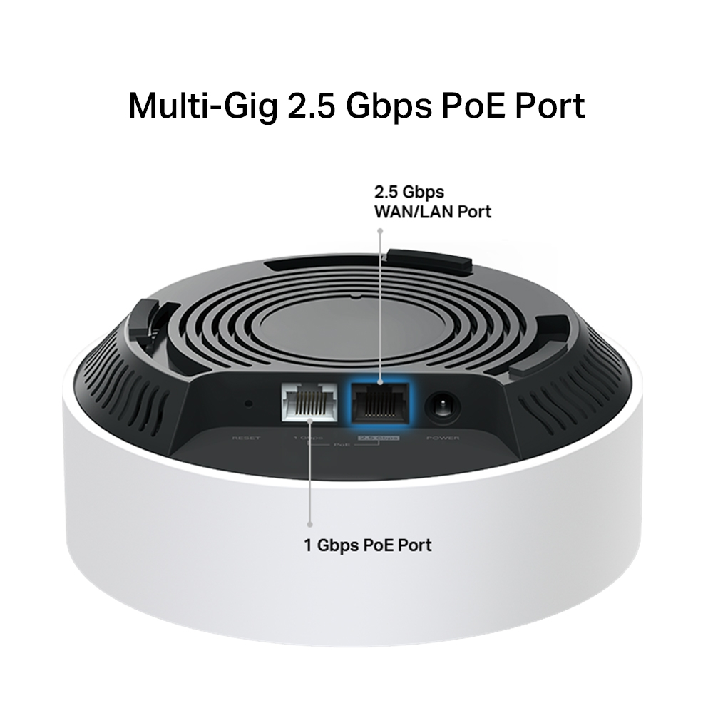Schwarz-weißer Router mit Anschlüssen für Netzwerkverbindungen.