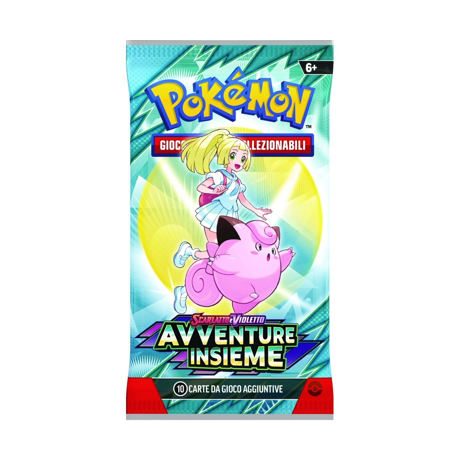 Un pacchetto di carte Pokémon con un personaggio rosa.