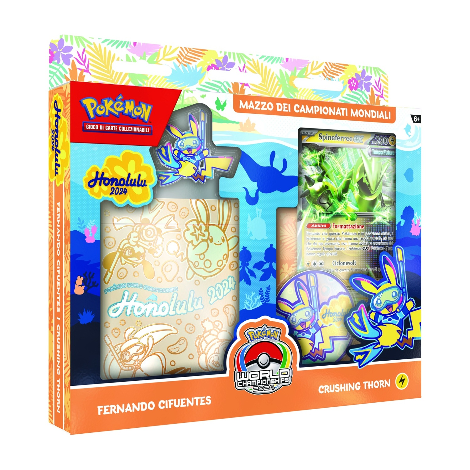 Scatola del set di carte Pokémon World Championship 2024, con una carta e una figura di Pikachu.