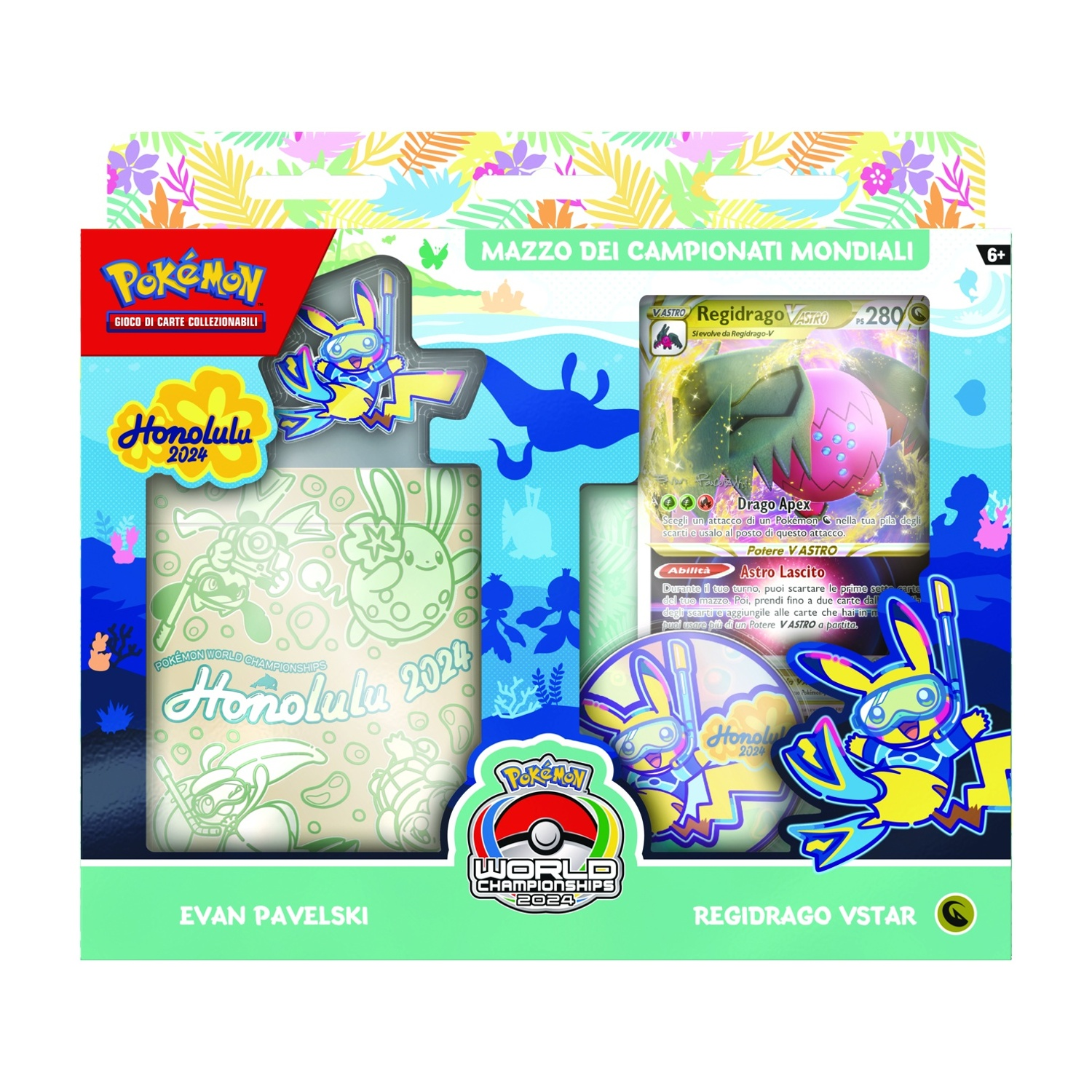 Set Campionato Mondiale GCC Pokémon. Include carte, scatola e altri accessori con un drago e un coniglietto.